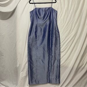 Alex Evenings Iridescent Light Blue Periwinkle Spaghetti Strap Long Maxi Dress